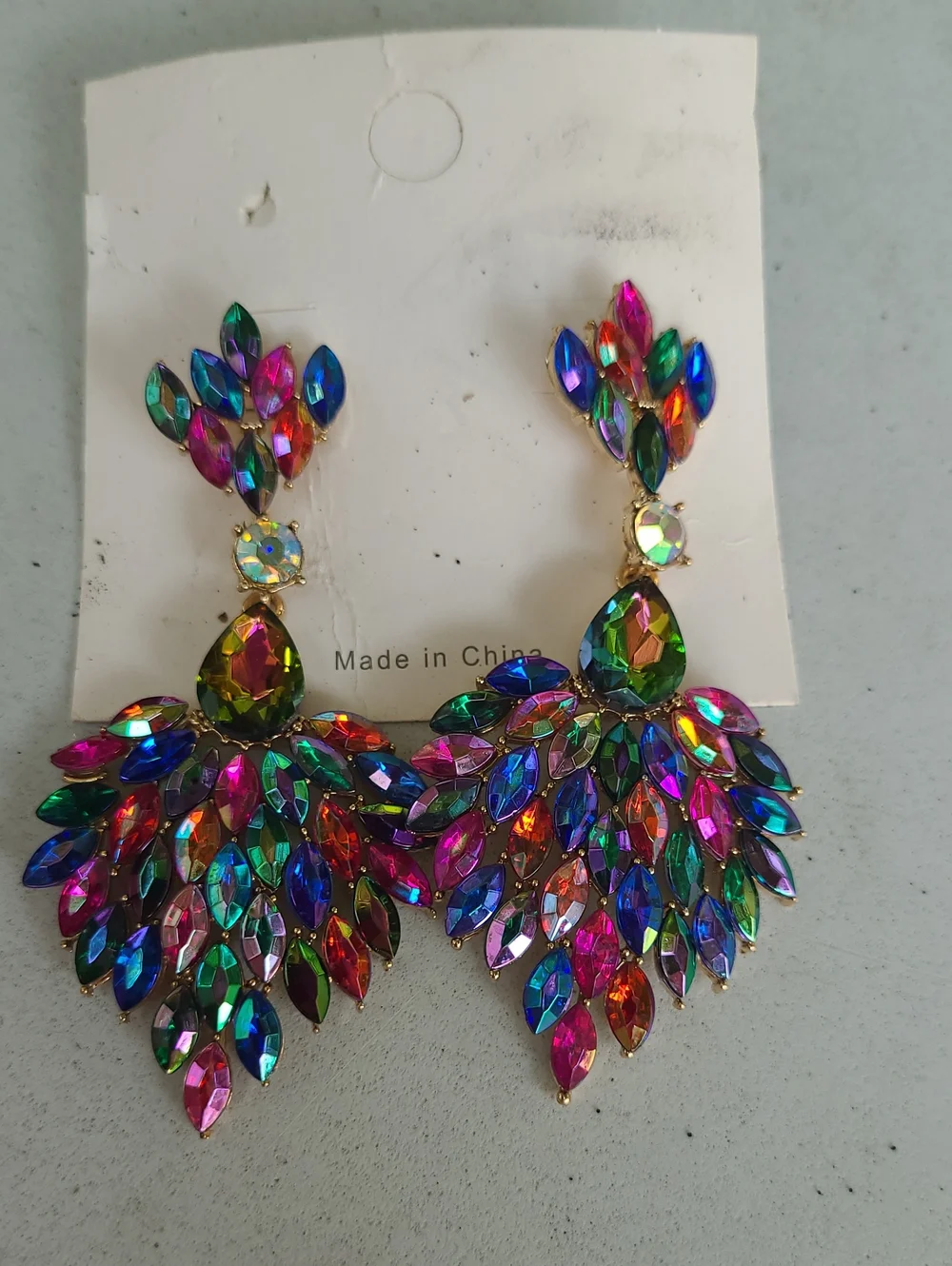 Multicolor Crystal Statement Drop Earrings - Women Jewelry